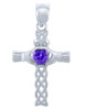 Silver Celtic Cross Pendant with Alexandrite CZ Heart