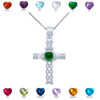 Silver Celtic Cross Pendant with Ruby CZ Heart