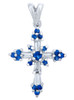 Silver Cross Pendant with Blue CZ Stones