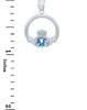 Silver Claddagh Aquamarine CZ Heart Charm Pendant (S)