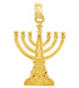Jewish Gold Pendants - Menorah Yellow Gold Pendant