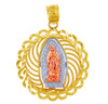 Gold Pendants - Our Lady of Guadalupe Three Tone Gold Pendant