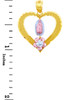 Gold Pendants - Lady of Guadalupe Heart Cubic Zirconia Gold Pendant