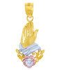 Gold Pendants - The Prayer Hand Cubic Zirconia Gold Pendant