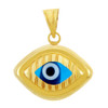 14K Yellow Gold Bright Blue Evil Eye