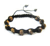 Shamballa Unisex Bracelet with Faceted Tiger Eye Beads