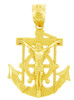 Religious Charms - The Mariners Anchored Cross Gold Pendant