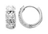 White Gold Diamond Cut Huggie Earrings