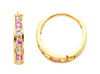 Bold Yellow Gold Pink White CZ Huggie Earrings