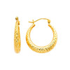 Fancy Diamond Cut Yellow Gold Hoop Earring