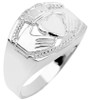 White Gold Claddagh Ring Mens Bold