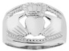 White Gold Claddagh Ring Mens Bold