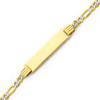 Men`s Light Two Tone Gold ID Figaro Bracelet- 7.5 Inches