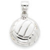 14K Gold Solid White Gold Satin & Diamond -Cut Volleyball Charm