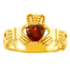 Gold Claddagh Trinity Band with Ruby CZ Heart