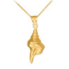 Yellow Gold Conch Shell Pendant Necklace