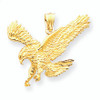 14K Gold Textured Eagle Landing Pendant