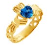 Claddagh Trinity Band Ring with Blue CZ Heart Birthstone.  Available in 14k and 10k Gold.