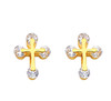 14K Gold CZ Cross of Light Stud Earrings