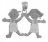 White Gold Baby Charm Pendant - Boy and Girl