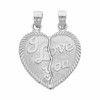 Sterling Silver Hearts Apart - I Love You - Small