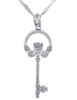 Silver Claddagh Key Pendant with CZ (w Chain)