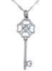 Valentines Special Heart Diamonds - Sterling Silver Key with Hearts and Center Diamond (w Chain)