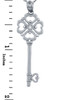 Valentines Special Heart Diamonds - Sterling Silver Key with Hearts and Center Diamond (w Chain)