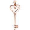 Rose Gold Heart Key Pendant with Diamonds