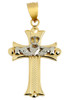Two Tone Gold Claddagh Cross Pendant