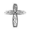 White Gold Filigree Design  Cross Ring