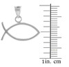 925 Sterling Silver Ichthus Fish Horizontal Pendant Necklace