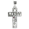 925 Sterling Silver  Lucky Charm Multicolor CZ Cross Pendant