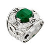 Sterling Silver Celtic Knot Men's Ring with Green Agate