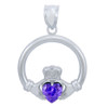 Silver Claddagh Alexandrite CZ Heart Pendant (L)