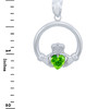 Silver Claddagh Peridot CZ Heart Pendant (L)