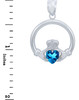 Silver Claddagh Blue CZ Heart Pendant (L)