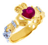 18K Gold 0.4 Ct. Diamond Band Claddagh Ring With 1.10 Ct. Ruby Center Stone