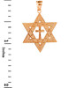 Rose Gold High Polished Star of David with Cross Pendant