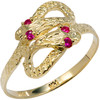 Yellow Gold CZ Two Headed Snake Ring