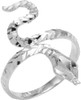 925 Sterling Silver Serpent Diamond Cut Ring