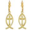 Gold Ichthus Cross Earrings