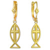 Yellow Gold Ichthus Cross Earrings