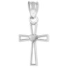Sterling Silver Heart Open Cross Charm Pendant Necklace