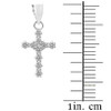 White Gold Floral Cross Charm Pendant Necklace