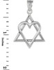 925 Sterling Silver Star of David Heart Large Pendant (1.4")