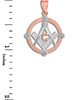 Two-Tone Rose Gold Round Freemason Diamond Masonic Pendant Necklace
