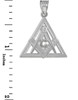 Sterling Silver Freemason Triangle Masonic CZ Pendant Necklace