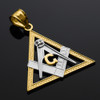 Two-Tone Gold Triangle Freemason Diamond Masonic Pendant Necklace