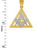 Two-Tone Gold Triangle Freemason Diamond Masonic Pendant Necklace